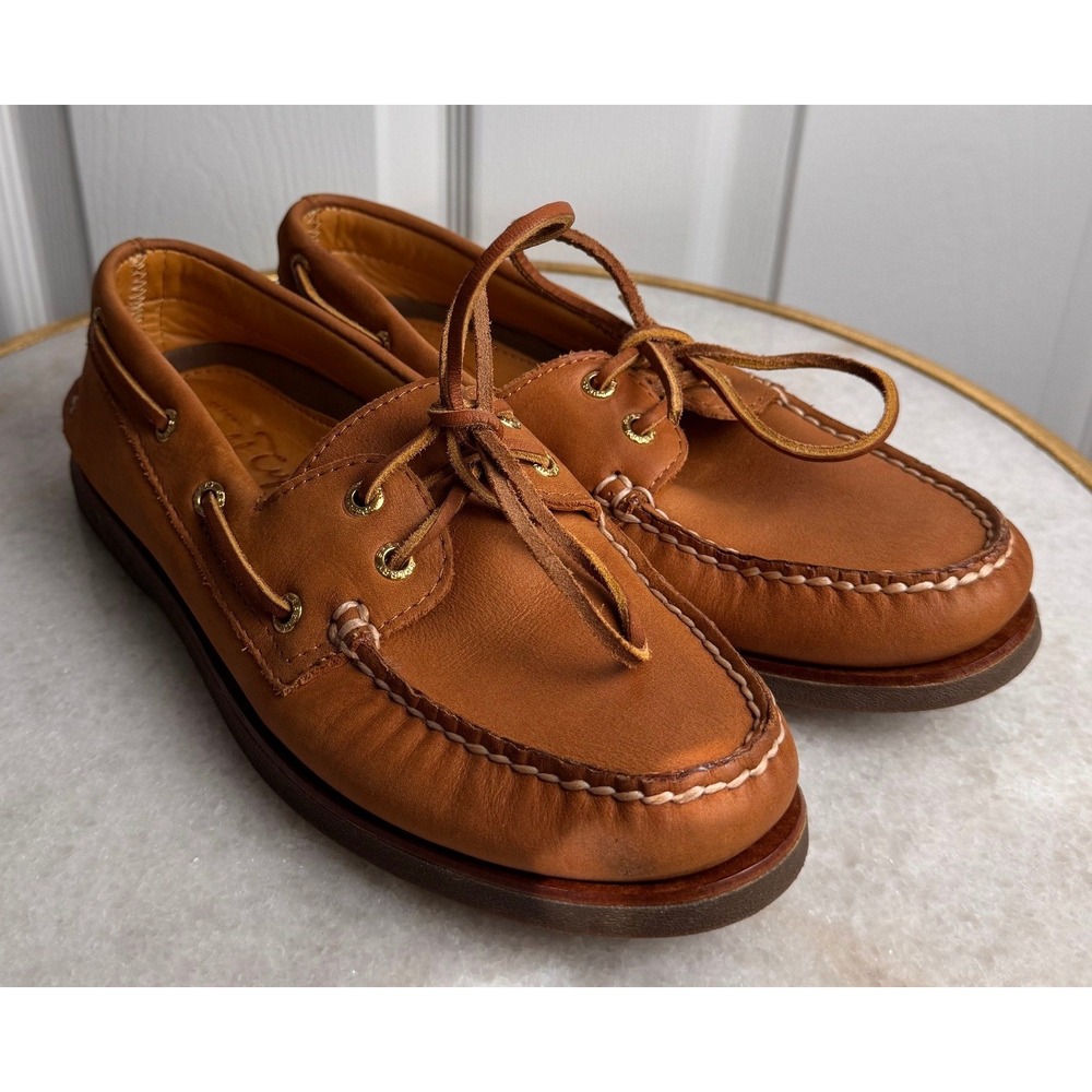 Sperry Gold Cup Authentic Original Tan Leather Boat Shoes STS10467 Mens 7M